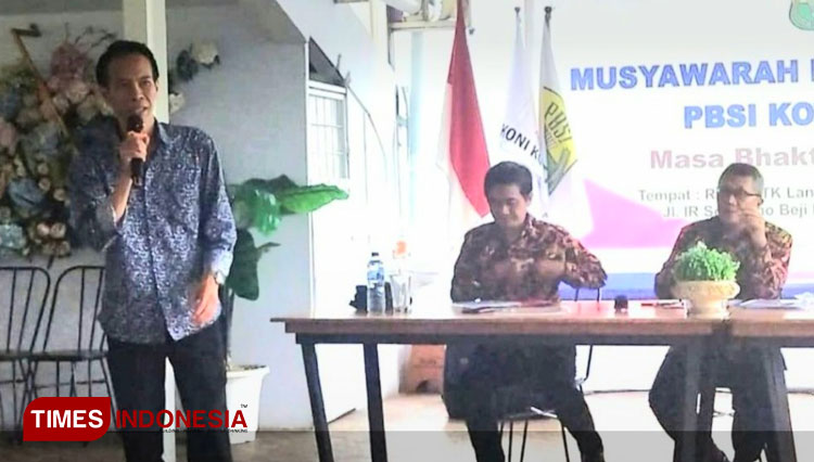 Kris Susanto menjadi Ketua Terpilih Persatuan Bulu Tangkis Seluruh Indonesia (PBSI) Kota Batu dalam Musyawarah Kota (Muskot) yang dilaksanakan di Royal ATK Kota Batu. (Muhammad Dhani Rahman/TIMES Indonesia)