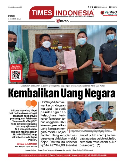 Edisi Kamis, 5 Januari 2023: E-Koran, Bacaan Positif Masyarakat 5.0