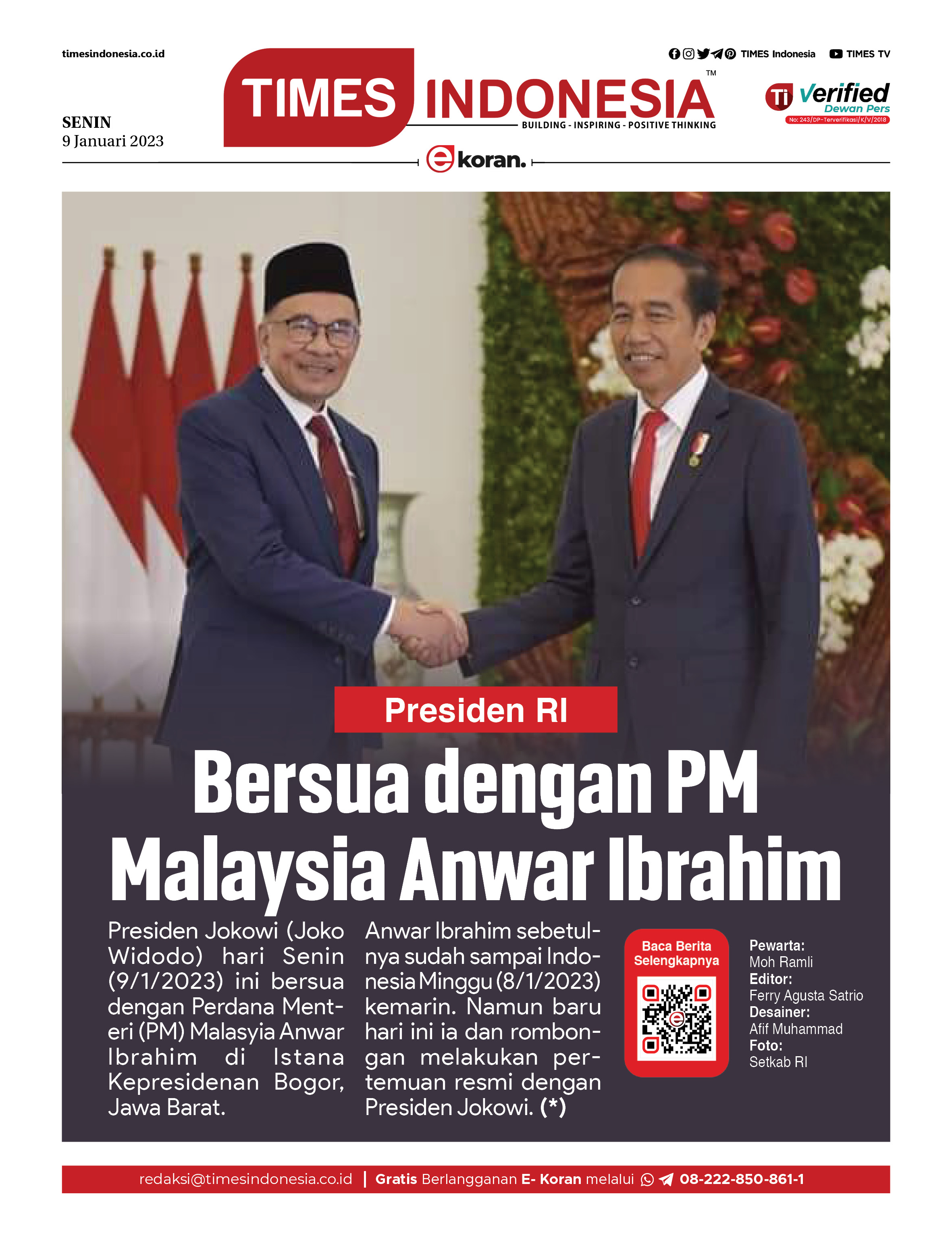 Edisi Senin, 9 Januari 2023: E-Koran, Bacaan Positif Masyarakat 5.0 ...