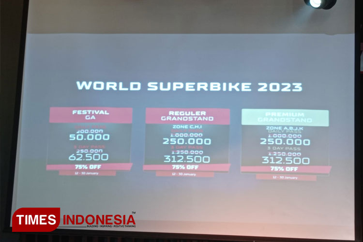 Harga tiket presale WSBK 2023. (FOTO: Fahmi/TIMES Indonesia)