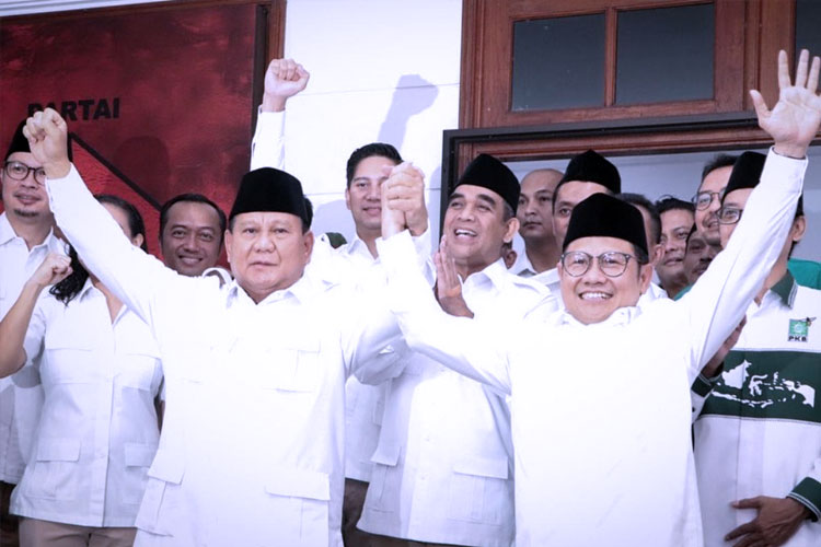 Ketua Umum Partai Gerindra Prabowo Subianto dan Ketua Umum PKB Muhaimin Iskandar dalam peresmian sekretariat bersama atau sekber Partai Gerindra dan PKB. (FOTO: instagram DPP PKB) 