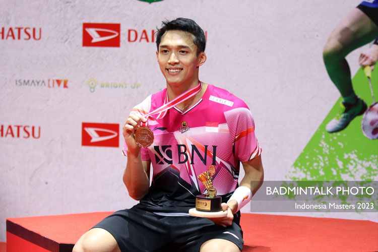 Jonatan Christie saat meraih juara Indonesia Master 2023 (Foto: Badminton Talk)