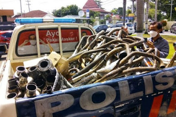 Polres Bantul akan membuat monumen dari knalpot blombongan sitaan. (FOTO: Polres Bantul)
