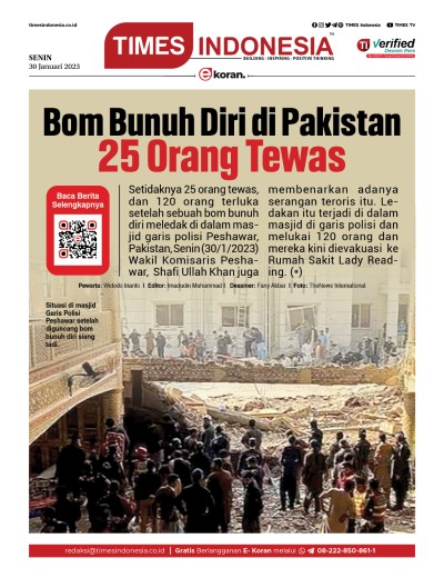 Edisi Senin, 30 Januari 2023: E-Koran, Bacaan Positif Masyarakat 5.0