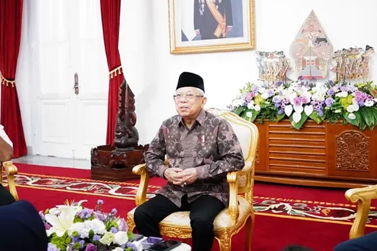 Wakil Presiden KH Ma'ruf Amin memberikan keterangan persnya. (FOTO: dok. Set Wapres) 