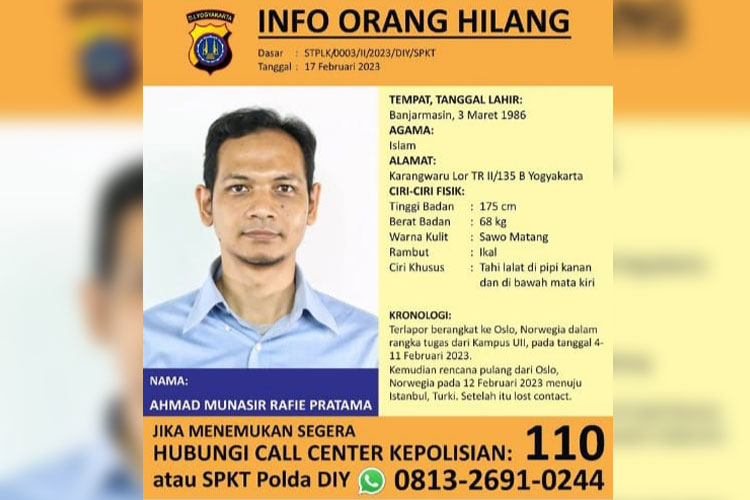 Dosen UII Hilang Kontak Usai Kunjungan ke Norwegia