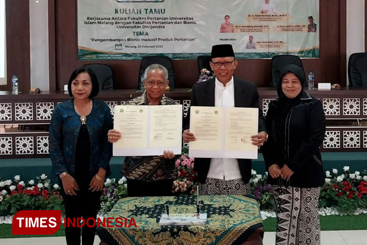 Penandatanganan MoU Unisma Malang dengan Universitas Dwijendra. (FOTO: AJP TIMES Indonesia)