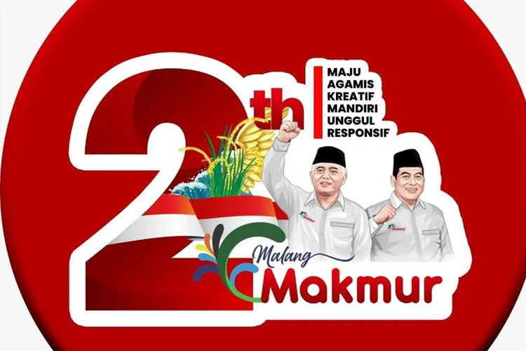 Logo dua tahun kepemimpinan SANDI bersama jargon Malang Makmur. (Foto: Prokopim Kabupaten Malang)