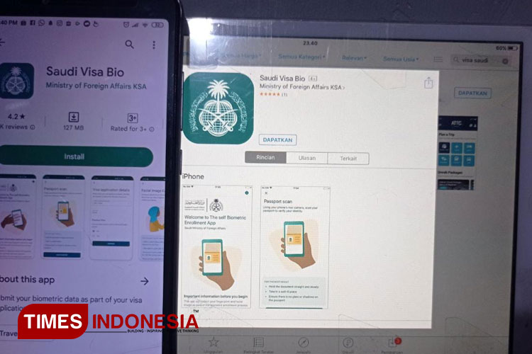 Aplikasi Visa Bio yang sudah tersedia di Play Store maupun AppStore. (FOTO: Fahmi/TIMES Indonesia) 