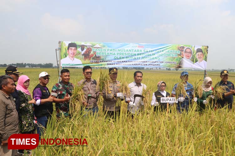 Bupati Jombang Pimpin Panen Raya Sejuta Hektare di Desa Carangrejo