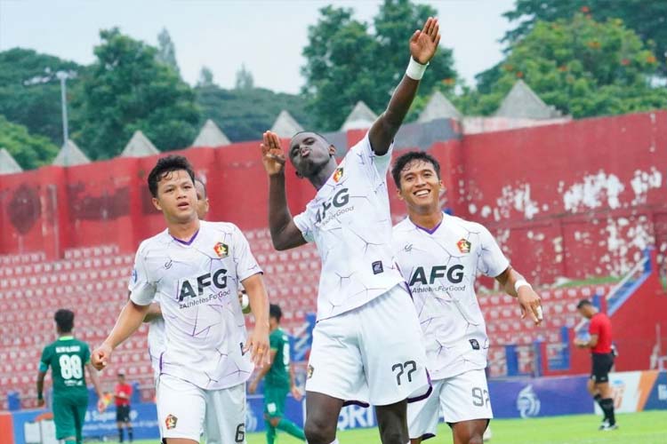 Striker Persik Flavio Silva saat merayakan golnya ke gawang Persebaya Surabaya. (Foto: Dok. Persik) 