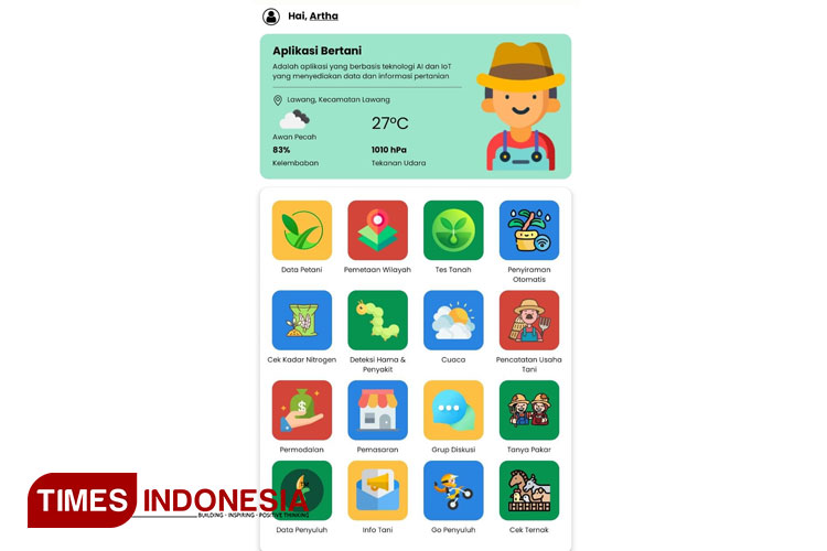 Tampilan aplikasi BERTANI yang dikembangkan oleh BBPP Ketindan, UPT di bawah BPPSDMP Kementerian Pertanian. (Foto: BBPP Ketindan for TIMES Indonesia)