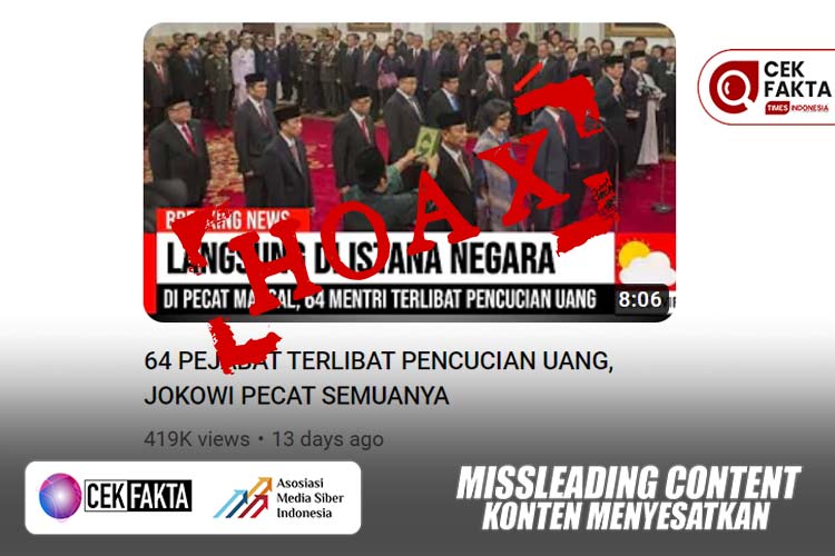 Cek Fakta: Salah, Jokowi Pecat 64 Menteri karena Terlibat Pencucian Uang