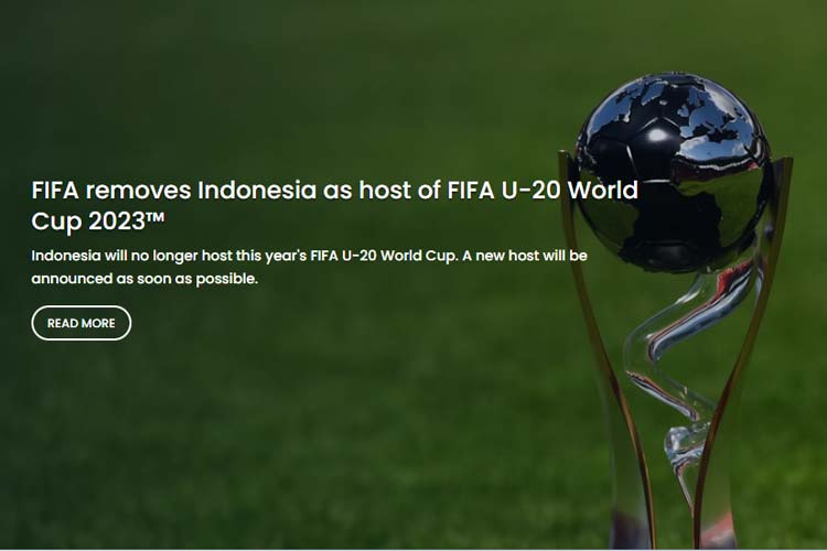 Tangkapan layar website FIFA U-20 World Cup Indonesia 2023