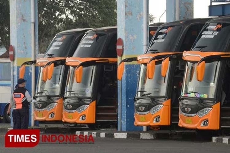 Sejumlah armada bus yang ada di terminal Arjosari Kota Malang. (Foto: Dok. TIMES Indonesia)
