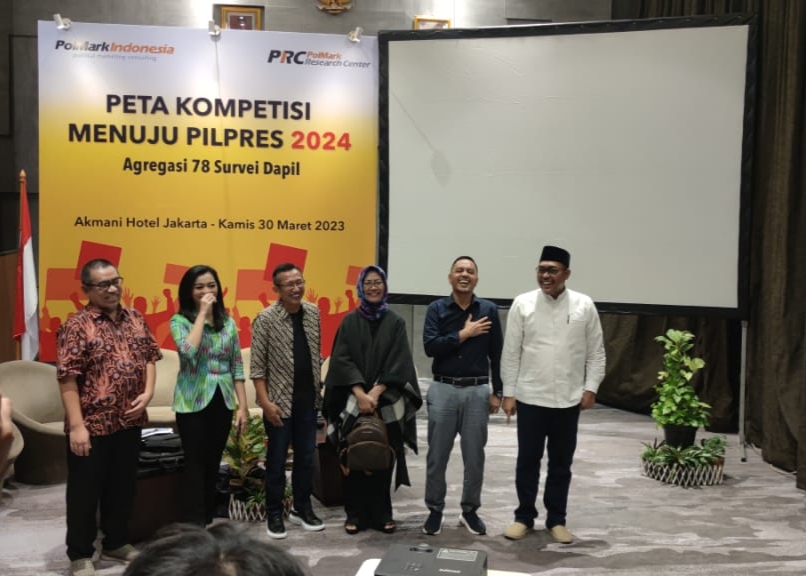Kegiatan rilis survei bertajuk Peta Kompetisi Menuju Pilpres 2024 : Agregat Data 78 Survei Dapil, di Hotel Akmani, Jakarta Pusat. (FOTO: ist) 