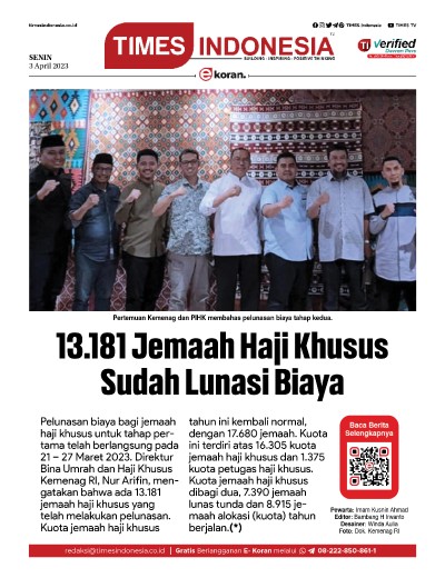 Edisi Senin, 3 April 2023: E-Koran, Bacaan Positif Masyarakat 5.0
