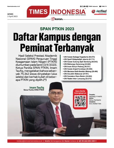 Edisi Senin, 3 April 2023: E-Koran, Bacaan Positif Masyarakat 5.0