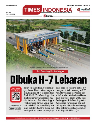 Edisi Rabu, 5 April 2023: E-Koran, Bacaan Positif Masyarakat 5.0