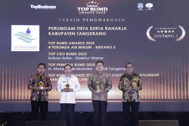 Acara Penghargaan Top BUMD Awards 2023 diberikan kepada Badan Usaha Milik Daerah (BUMD) unggulan dari seluruh Indonesia, di Hotel Raffles Jakarta. (FOTO: Moh Ramli/ TIMES Indonesia)