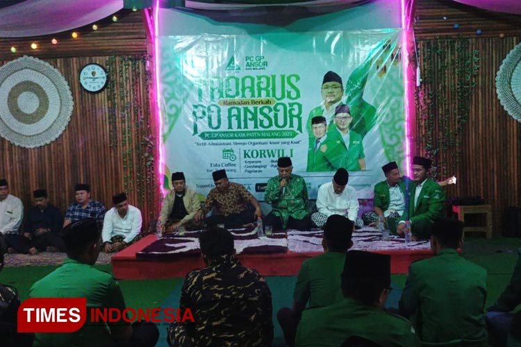 Bupati Malang Sanusi ketika menghadiri Tadarus PO GP Ansor Kabupaten Malang. (Foto: Binar Gumilang/TIMES Indonesia)
