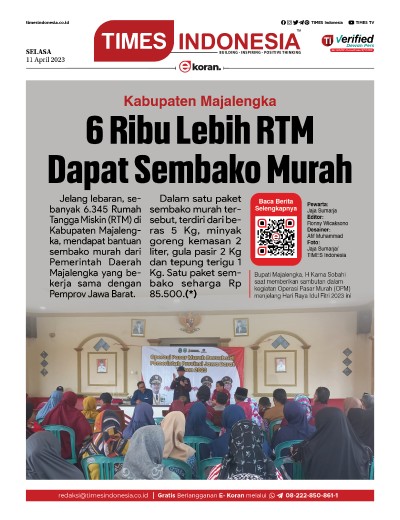 Edisi Selasa, 11 April 2023: E-Koran, Bacaan Positif Masyarakat 5.0