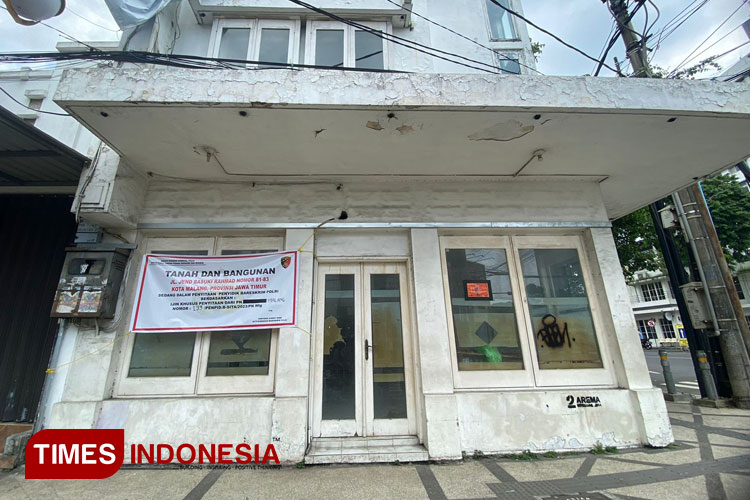 Bangunan milik Wahyu Kenzo di kawasan Kayutangan Malang yang disita Bareskrim Polri. (Foto: Rizky Kurniawan Pratama/TIMES Indonesia)