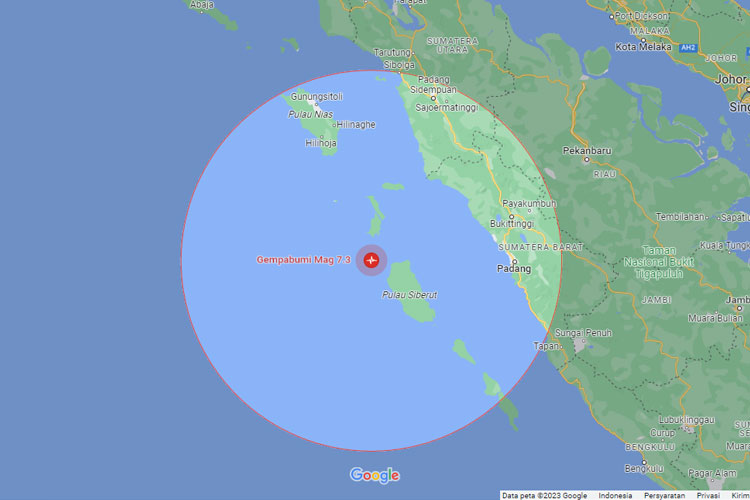 Gempa di Mentawai Dirasakan hingga Tujuh Kota/Kabupaten