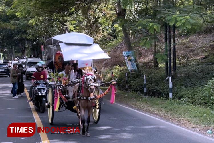 Tradisi Puter Kayun masyarakat Boyolangu, Banyuwangi, pada saat menuju Pantai Watu Dodol (FOTO: Fazar Dimas/ TIMES Indonesia)