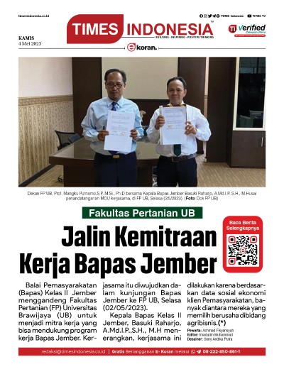 	Edisi Kamis, 4 Mei 2023: E-Koran, Bacaan Positif Masyarakat 5.0