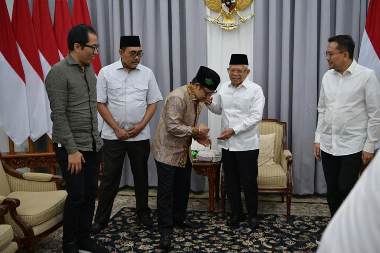 Ketua Umum Partai Kebangkitan Bangsa (PKB) Abdul Muhaimin Iskandar mengunjungi rumah dinas Wakil Presiden Ma'ruf Amin, Senin (15/5/2023) sore. (FOTO: DPP PKB for TIMES Indonesia).