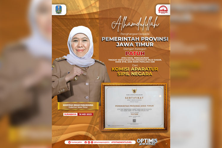 Jatim Raih Predikat Patuh Dalam Pengukuran Tingkat Kepatuhan Pelaksanaan NKK ASN 