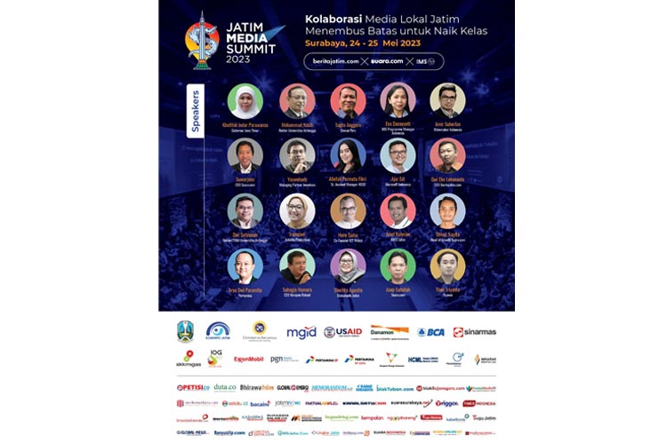 Jatim Media Summit 2023 yang akan digelar 24-25 Mei 2023 akan menjadi ajang berbagi pengetahuan penting, sekaligus networking bagi para pengelola media lokal.