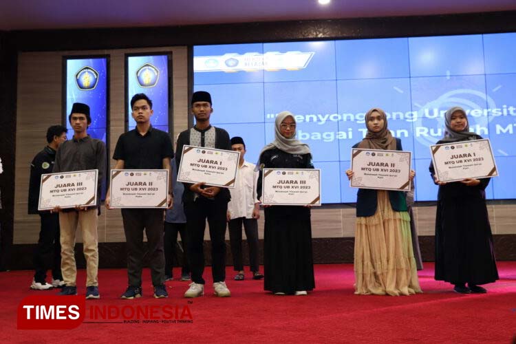 Para pemenang dalam ajang MTQ UB XVI 2023. (Foto: Humas UB for TIMES Indonesia)