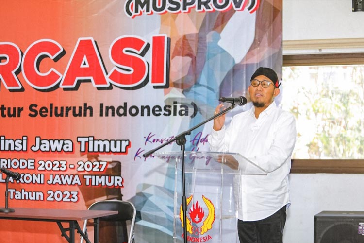 Bupati Sumenep Achmad Fauzi Wongsojudo saat terpilih sebagai Ketua Persatuan Catur Seluruh Indonesia (Percasi) Jawa Timur periode 2023-2027.(Dok.Percasi Jatim) 