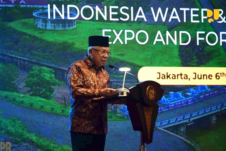 Wapres RI Ma’ruf Amin saat membuka kegiatan Indonesia Water & Wastewater Expo & Forum (IWWEF) 2023, Selasa (6/6/2023) di Jakarta.(FOTO: Biro Komunikasi Publik Kementerian PUPR RI)