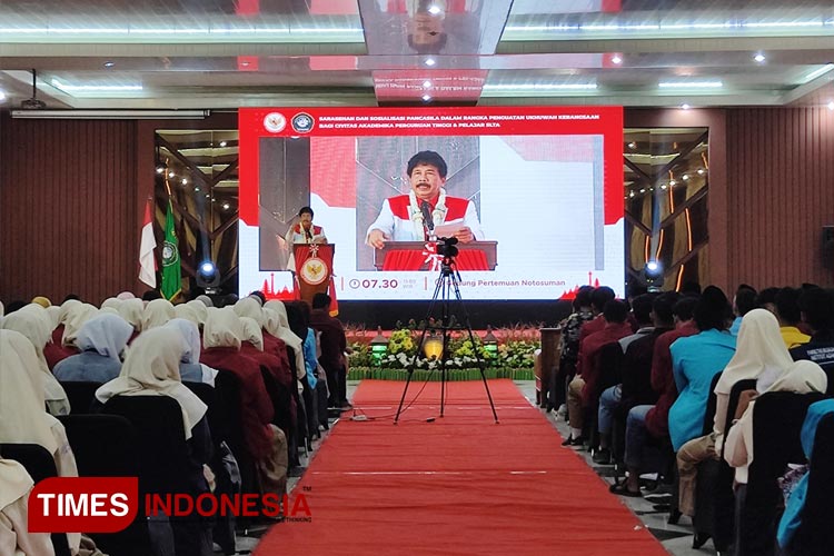 BPIP RI bekerjasama dengan IAI Ngawi menggelar sosialisasi Pancasila untuk pelajar SLTA dan Mahasiswa.  (FOTO: Miftakul/ TIMES Indonesia)