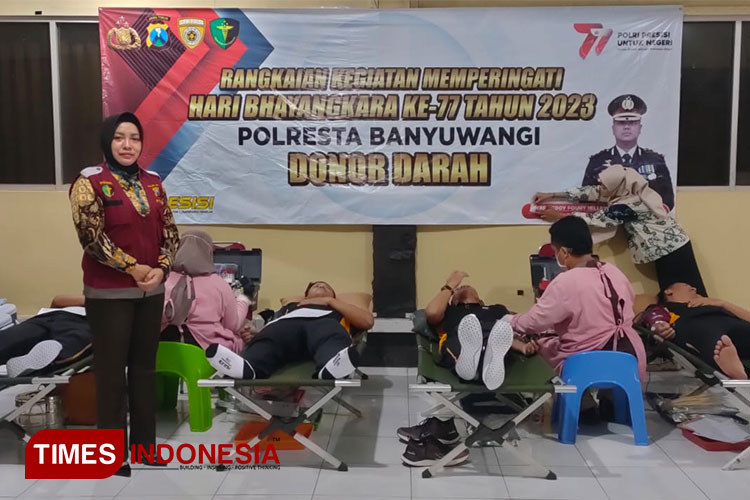 HUT ke-77 Bhayangkara, Polresta Banyuwangi Sumbang Puluhan Kantong Darah