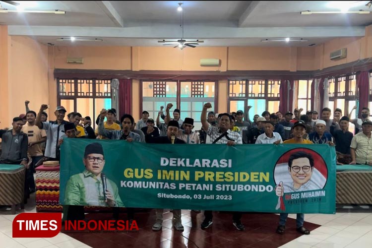 Komunitas Petani Situbondo gelar deklarasi dukungan Gus Muhaimin Capres 2024 di Aula Asri, Desa Wringinanom, Kecamatan Panarukan, Situbondo, Jawa Timur, Senin (3/7/23). (Foto: Uday for TIMES Indonesia)