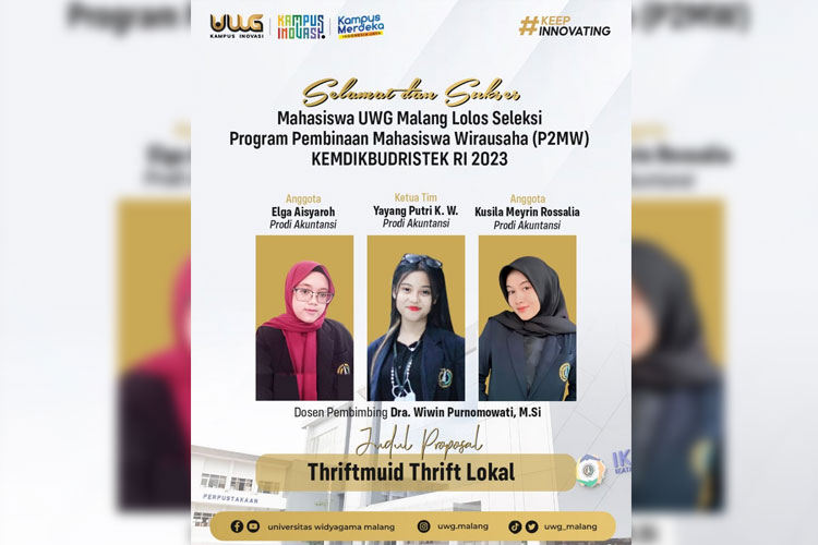 Proposal "Thriftmuid Thrift Lokal" dari Tim Mahasiswa Akuntansi UWG Malang Lolos didanai Kemendikbud Diktiristek 2023