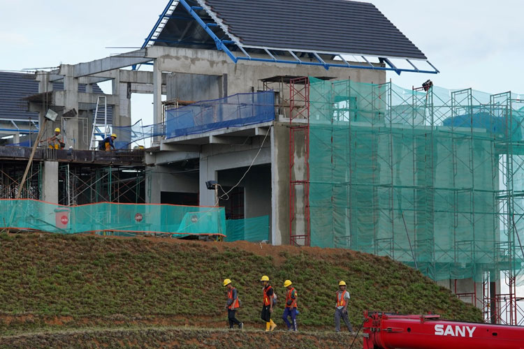 Proses pembangunan Rumah Tapak Jabatan Menteri (RTJM) di IKN. (FOTO: PUPR for TIMES Indonesia)