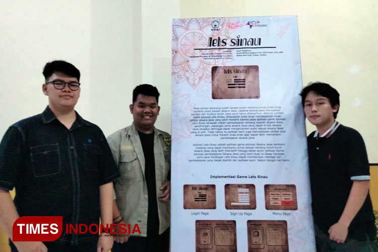 Aplikasi Lets Sinau, karya 3 orang mahasiswa yaitu Alvin Ricardo, Laksamana Nala Bayu, dan Febrio Benaya Zebua.   (Foto: Zidan Amrullah A/TIMES Indonesia)
