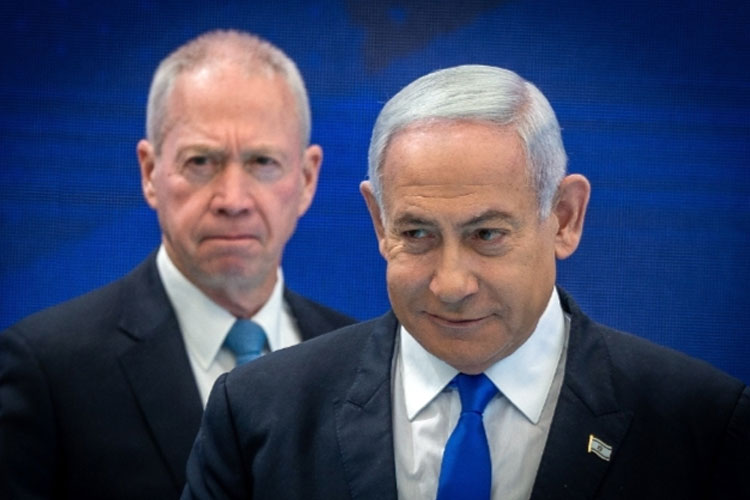 Perdana Menteri Benjamin Netanyahu dan Menteri Pertahanan Yoav Gallant menghadiri acara prajurit berprestasi sebagai bagian dari perayaan Hari Kemerdekaan Israel ke-75, di Kediaman Presiden di Yerusalem, 26 April 2023. (FOTO: Times of Israel)