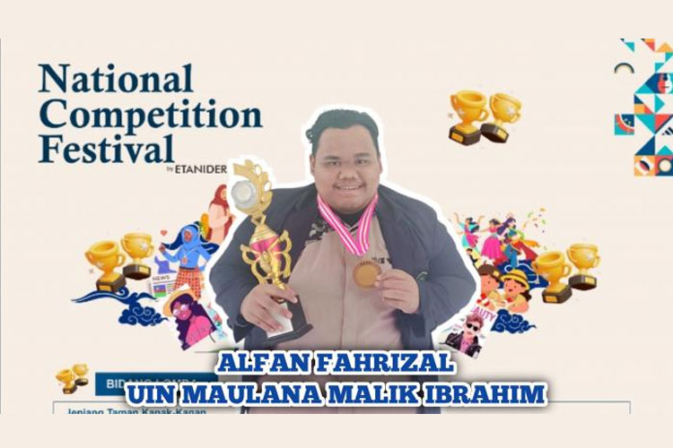Mahasiwa UIN Malang Alfan Farizal yang berhasil menjadi juara dalam olimpiade bahasa inggris.  (Foto: Humas UIN Malang)