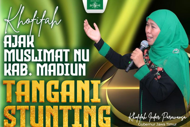 Khofifah Kukuhkan PAC Muslimat NU se-Kabupaten Madiun Jadi Bunda Asuh Anak Stunting