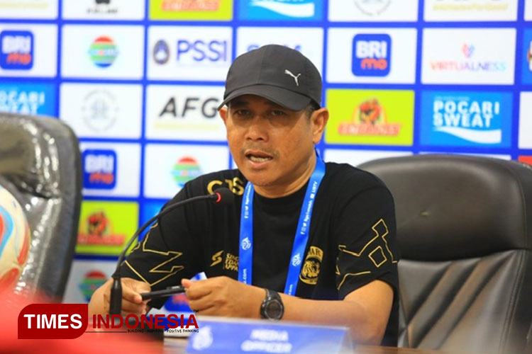 Pelatih Arema FC, Joko 'Gethuk' Susilo. (Foto: Tria Adha/TIMES Indonesia)