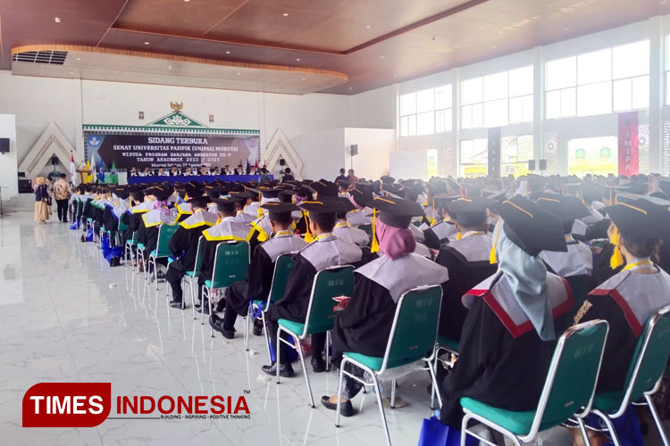 Program Wisuda Sarjana Angkatan ke-V Tahun Akademik 2023 terdapat sebanyak 176 orang Mahasiswa Unipas Morotai, Sabtu, 19 Agustus 2023. (Munces For TIMES Indonesia).