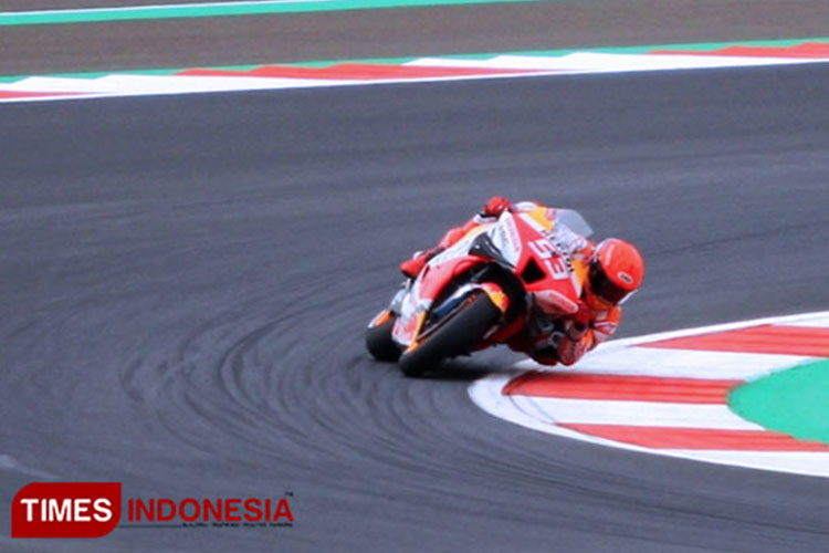 Pembalap MotoGP asal Spanyol Marc Marquez saat seri MotoGP Mandalika (Foto: Tria Adha/dok.TIMES Indonesia)