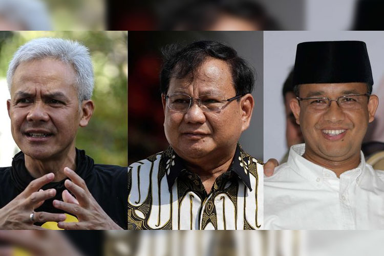Tiga calon Presiden RI yang akan maju di Pemilu 2024 yakni Ganjar Pranowo, Anies Baswedan, dan Prabowo Subianto. (Foto: KOMPAS)