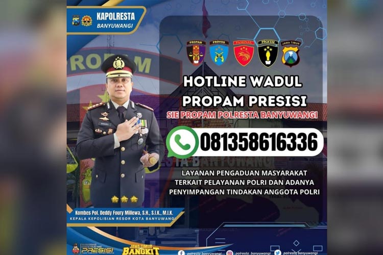 Hotline Wadul Propam Presisi Polresta Banyuwangi. (Foto : Polresta Banyuwangi for TIMES Indonesia)